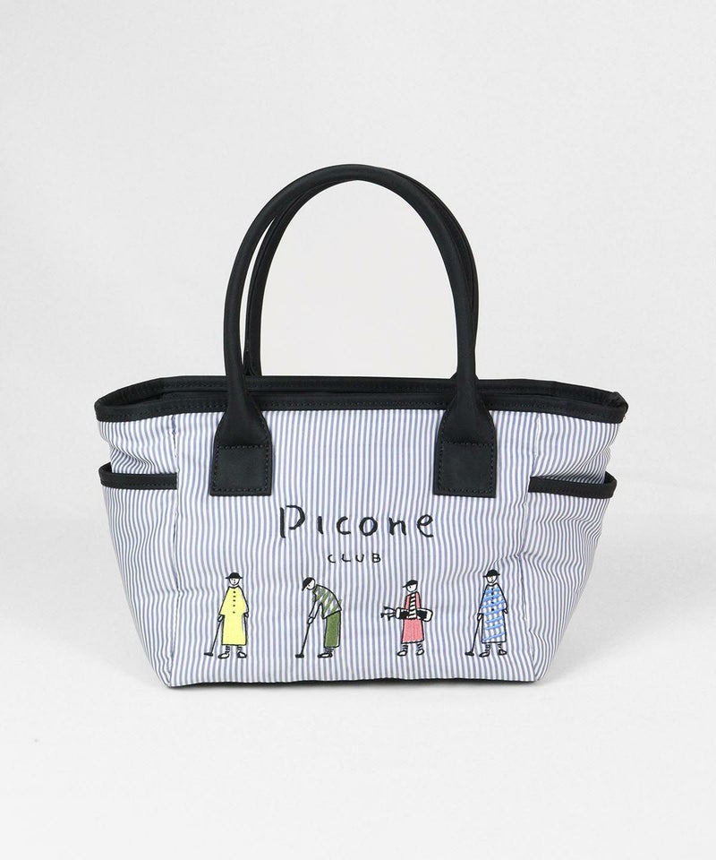 ストライプ柄刺繍バッグ（ネイビー）