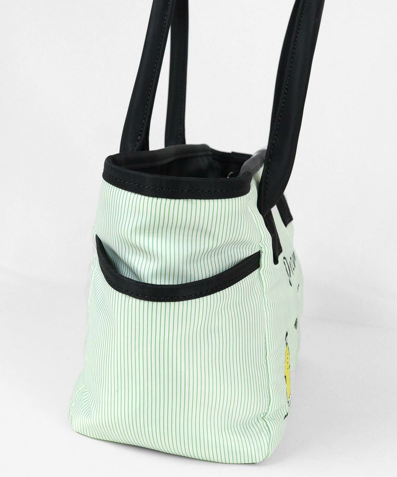 ストライプ柄刺繍バッグ横（ライトグリーン）