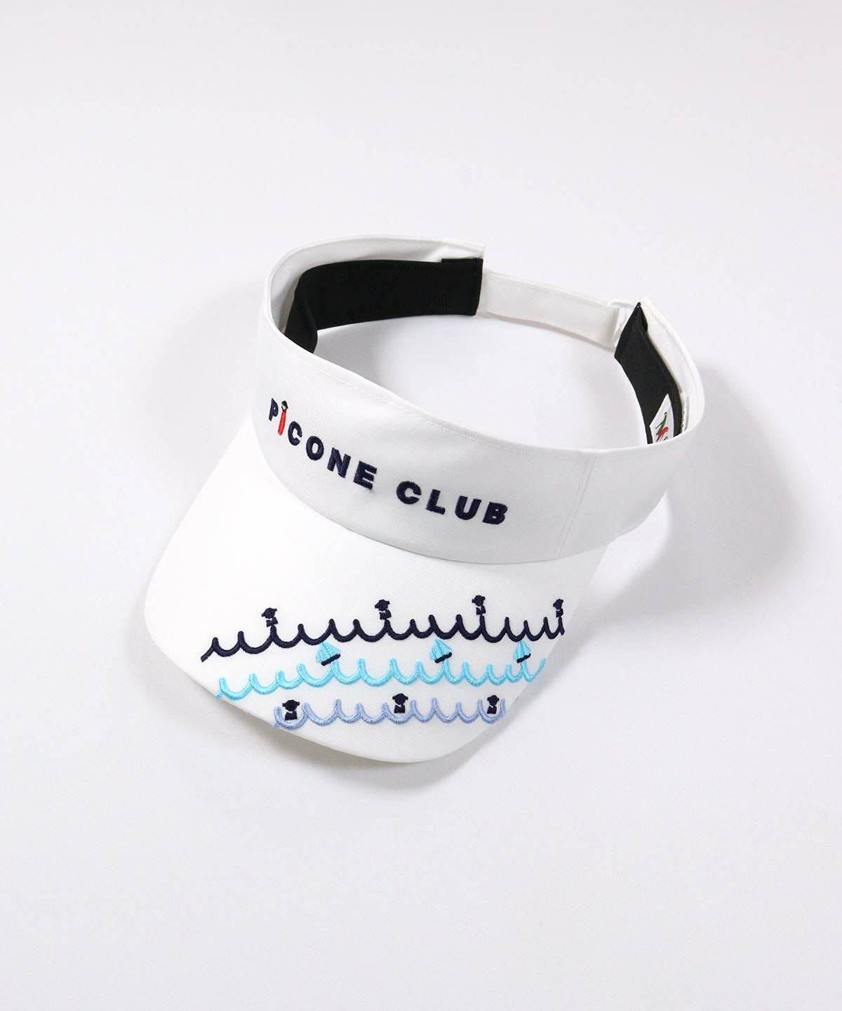 【新品】Picone club 2WAYゴルフキャップ サンバイザー 白 波ボーダー柄サンバイザー|ピッコーネクラブ-アウトレット- - ゴルフ