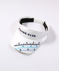 波ボーダー柄サンバイザー(ホワイト×ブルー)