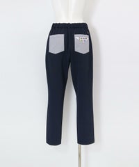 UV速乾ストライプ柄ポケットパンツ後（ネイビー）