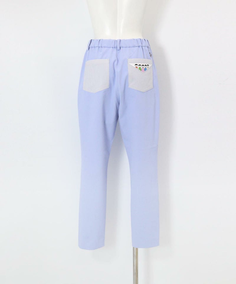 UV速乾ストライプ柄ポケットパンツ後（ライトブルー）