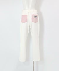 UV速乾ストライプ柄ポケットパンツ後（ホワイト）