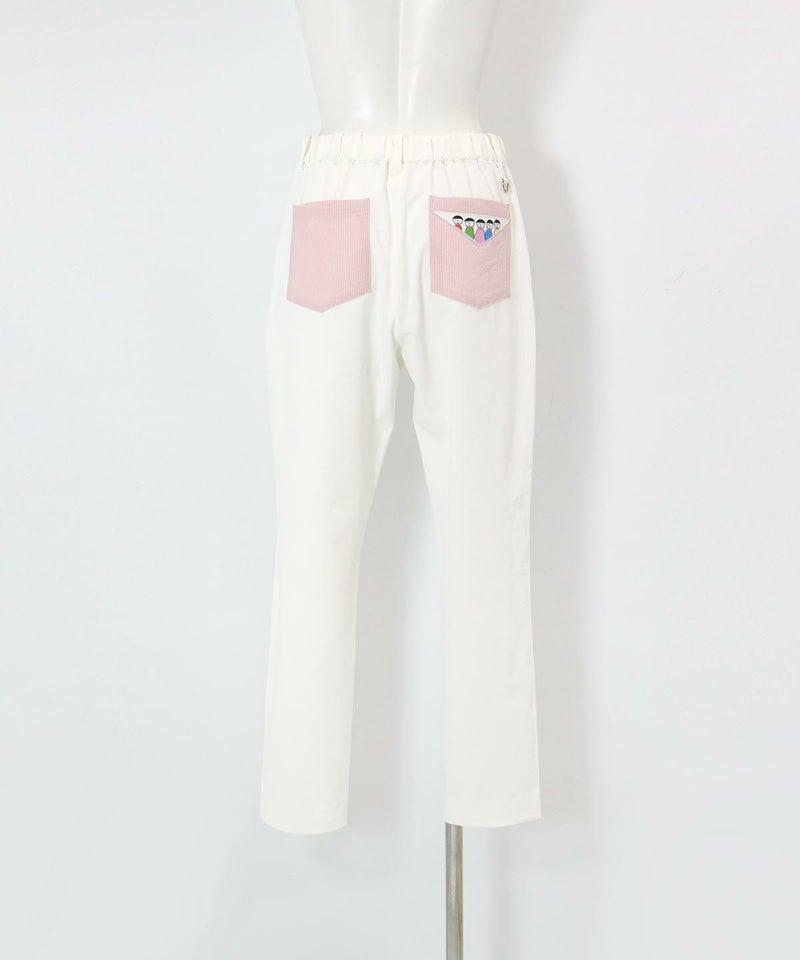 UV速乾ストライプ柄ポケットパンツ後（ホワイト）