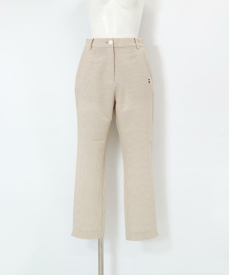 冷感ピコ刺繍ストライプパンツ（ベージュ）
