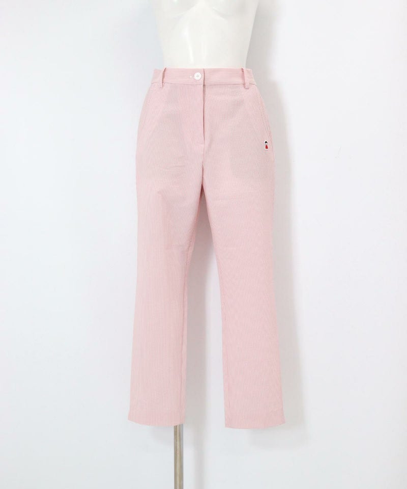 冷感ピコ刺繍ストライプパンツ（ピンク）