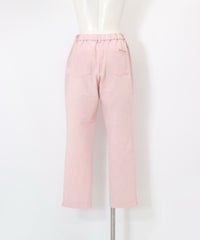 冷感ピコ刺繍ストライプパンツ後（ピンク）