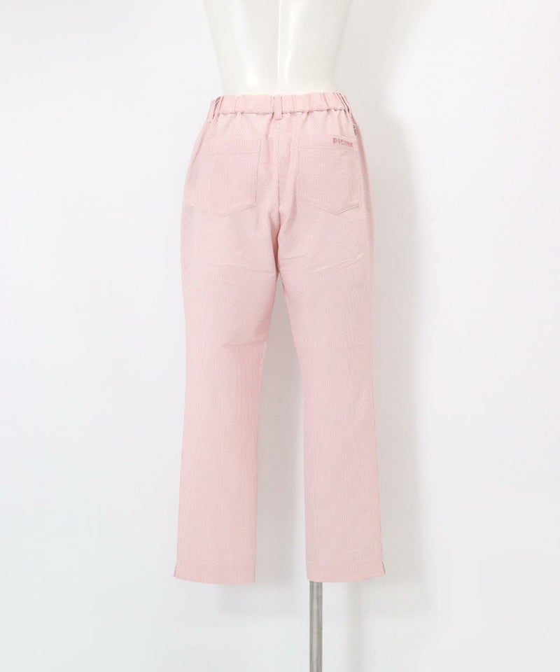 冷感ピコ刺繍ストライプパンツ後（ピンク）