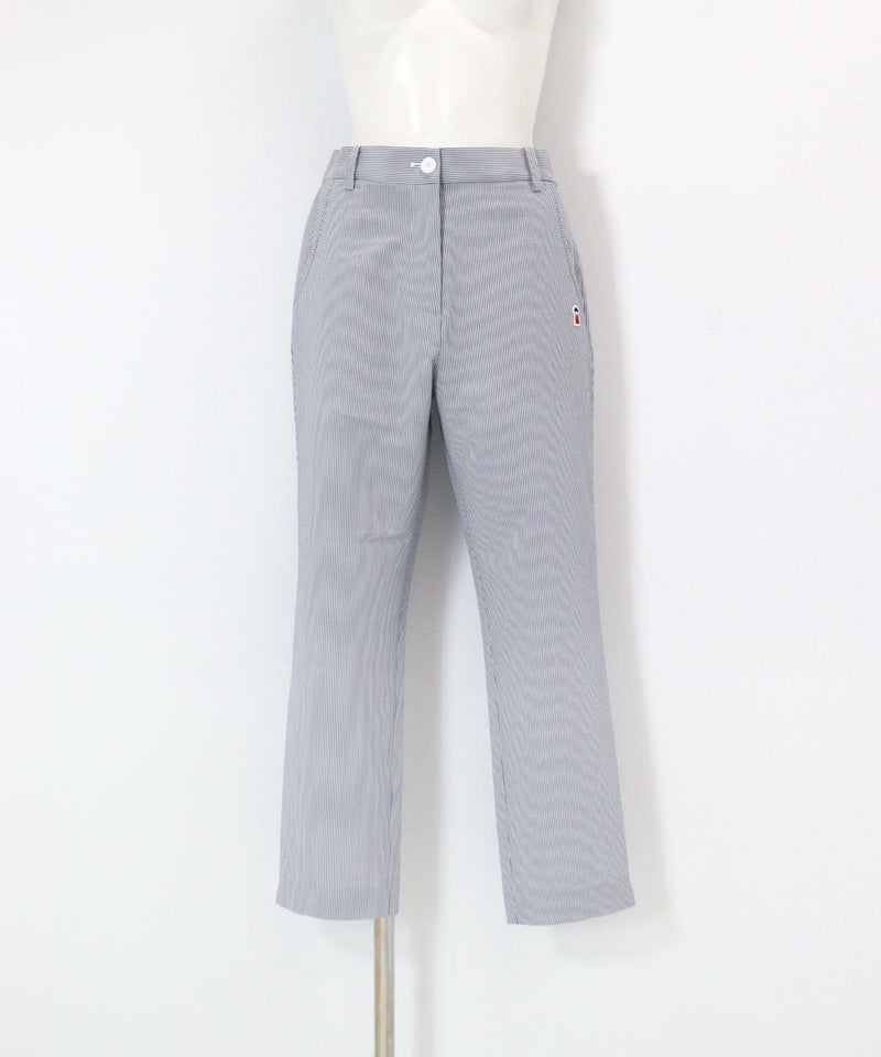 冷感ピコ刺繍ストライプパンツ（ネイビー）