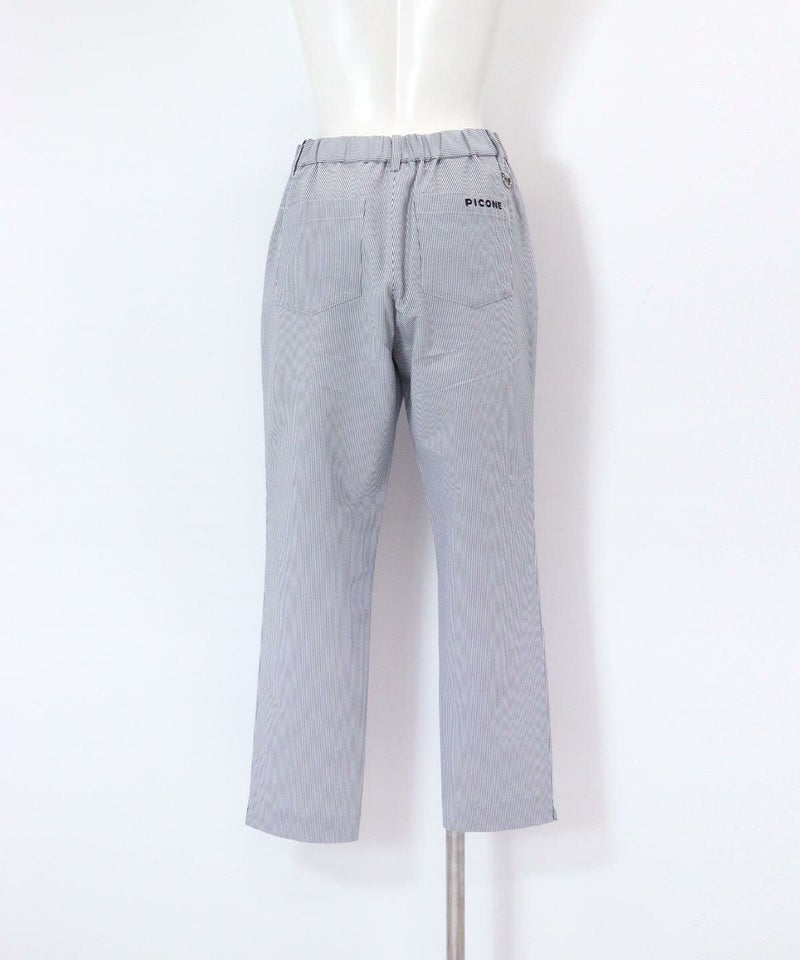 冷感ピコ刺繍ストライプパンツ後（ネイビー）