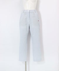 冷感ピコ刺繍ストライプパンツ（ブルー）