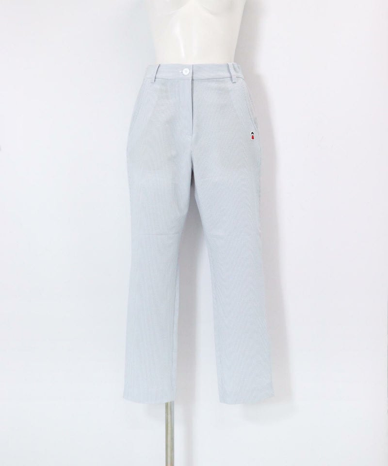 冷感ピコ刺繍ストライプパンツ（ブルー）