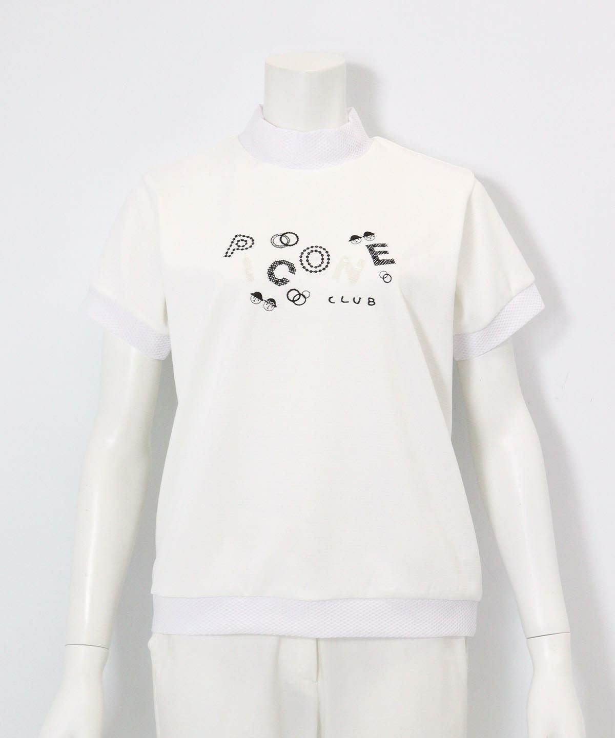 スパンコール刺繍ハイネックプルオーバー(ホワイト）