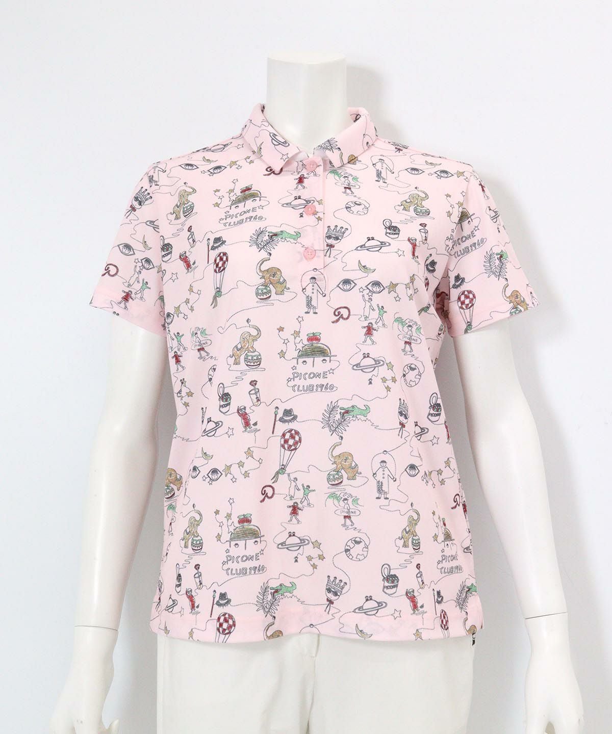 UV冷感アートポロシャツ(ピンク)