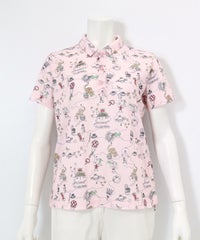 UV冷感アートポロシャツ(ピンク)