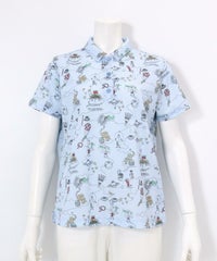 UV冷感アートポロシャツ(ブルー)