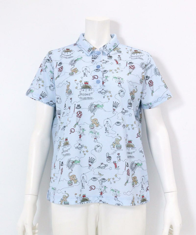 UV冷感アートポロシャツ(ブルー)