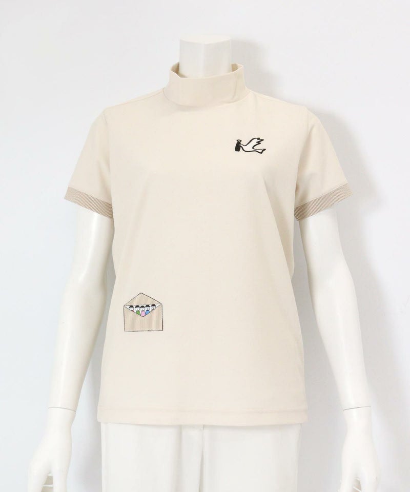 UV冷感ハイネック刺繍プルオーバー（ベージュ）