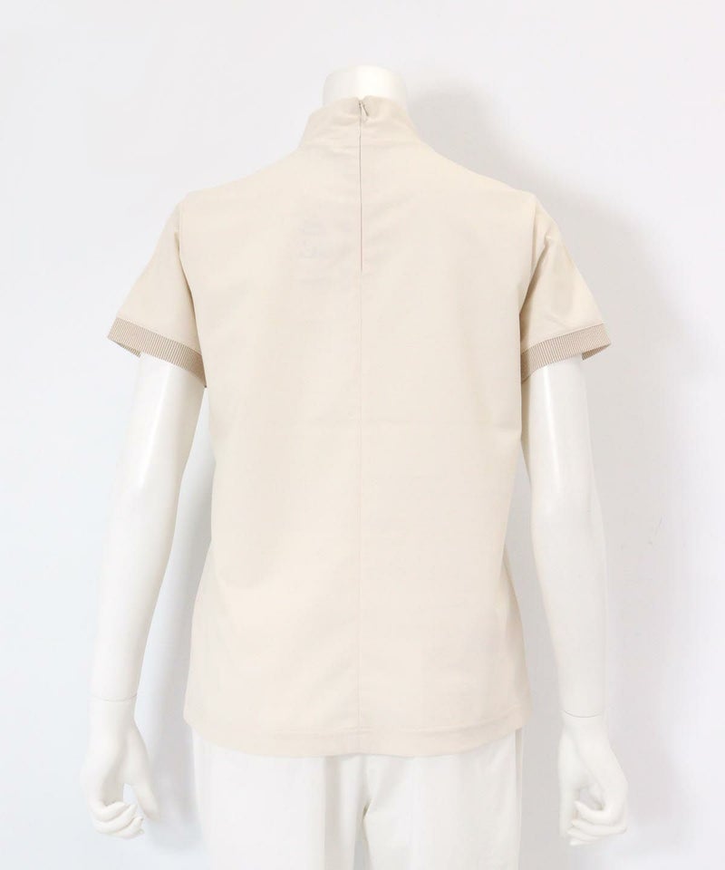 UV冷感ハイネック刺繍プルオーバー後（ベージュ）