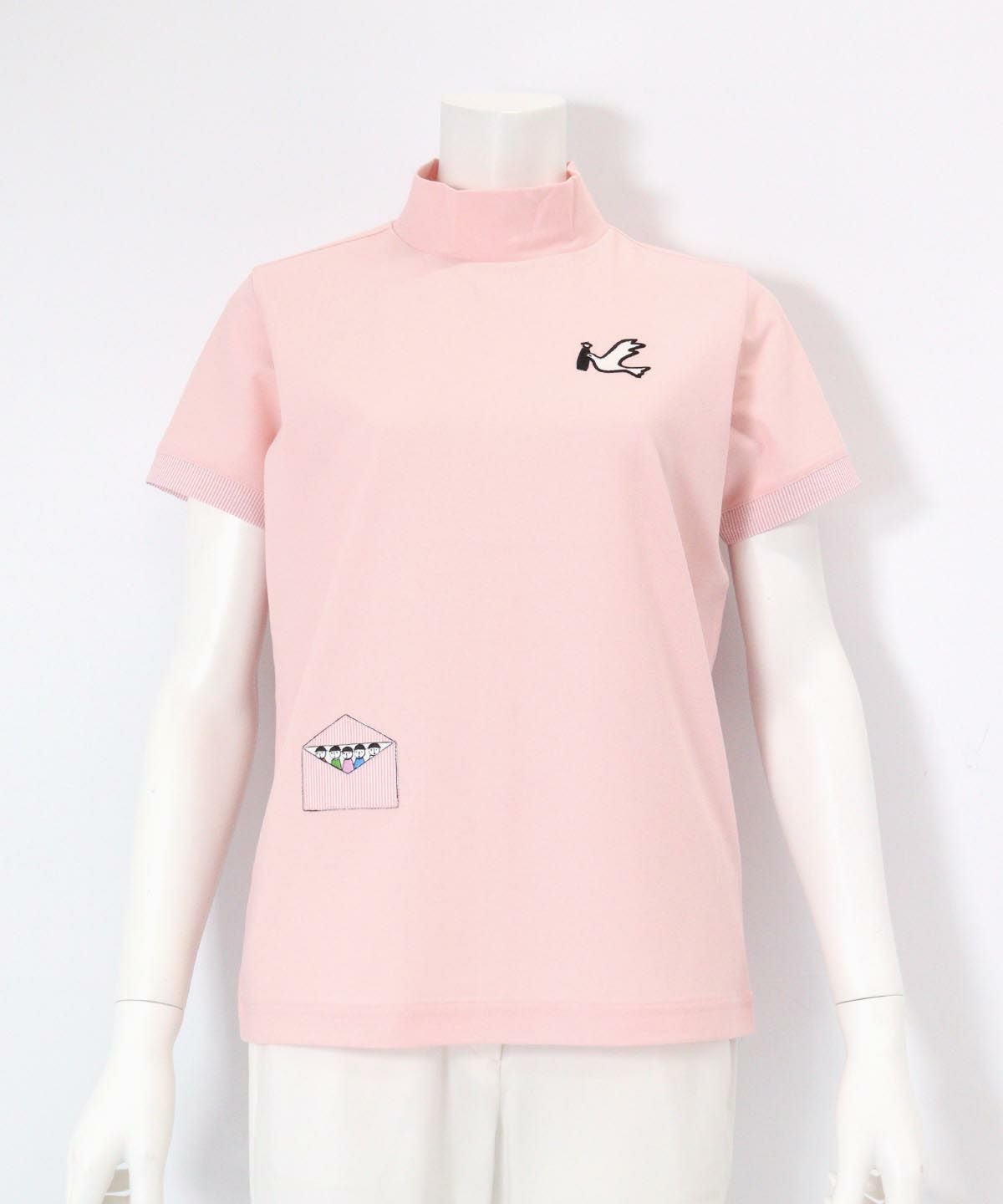 UV冷感ハイネック刺繍プルオーバー（ピンク）