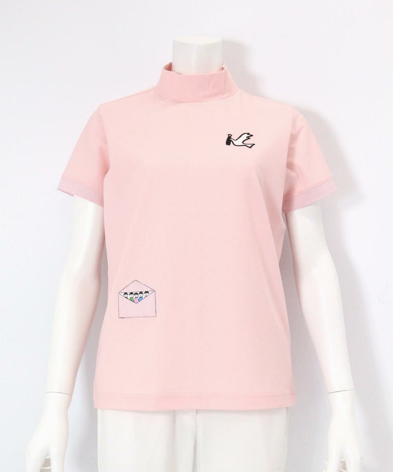UV冷感ハイネック刺繍プルオーバー（ピンク）