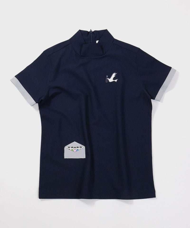 UV冷感ハイネック刺繍プルオーバー（ネイビー）