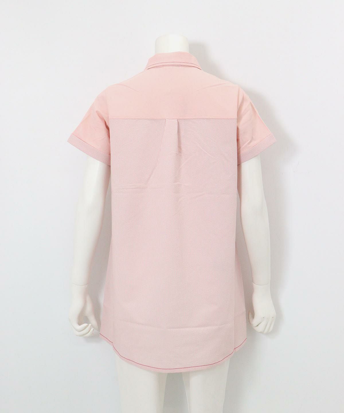 サッカーストライプ切替UV冷感ポロシャツ(ピンク)後ろ