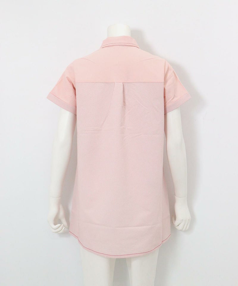 サッカーストライプ切替UV冷感ポロシャツ(ピンク)後ろ