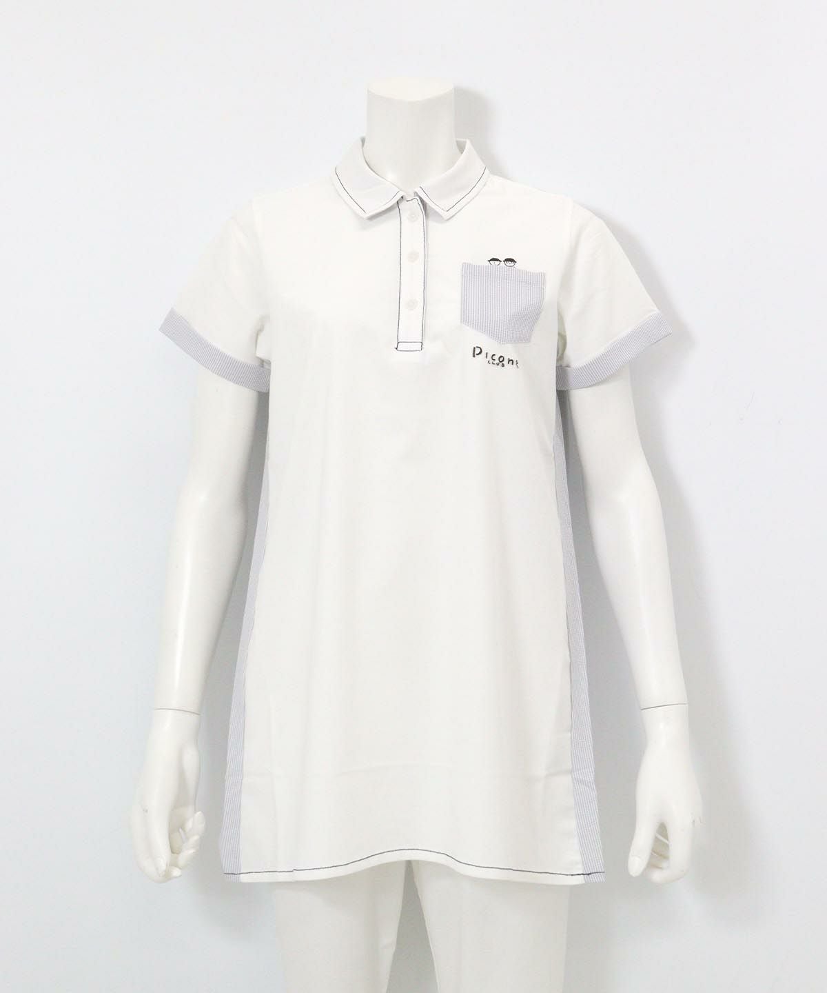 サッカーストライプ切替UV冷感ポロシャツ(ホワイト)