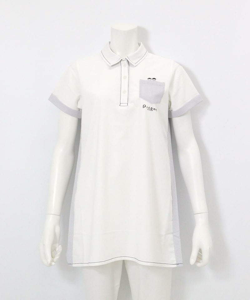 サッカーストライプ切替UV冷感ポロシャツ(ホワイト)