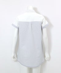 サッカーストライプ切替UV冷感ポロシャツ(ホワイト)後ろ