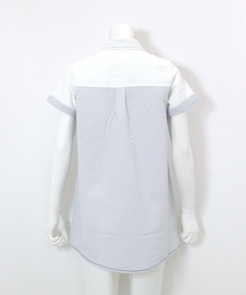 サッカーストライプ切替UV冷感ポロシャツ(ホワイト)後ろ