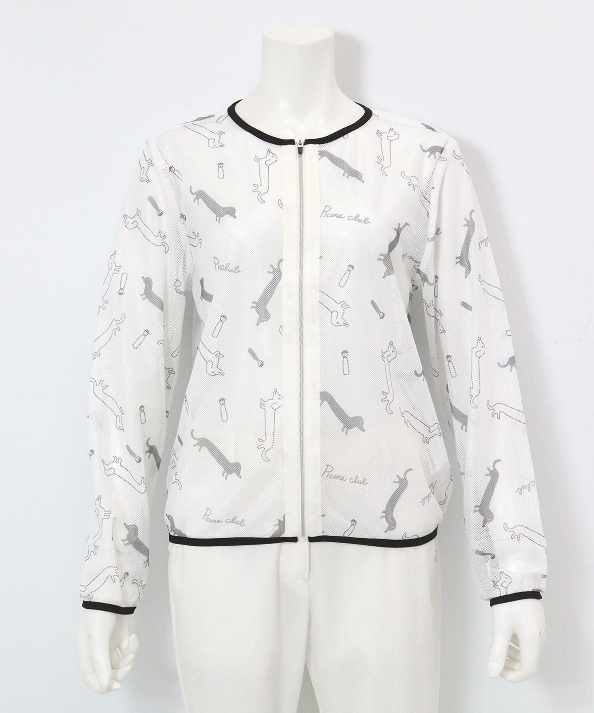 ダックス柄メッシュ速乾ブルゾン(ホワイト)