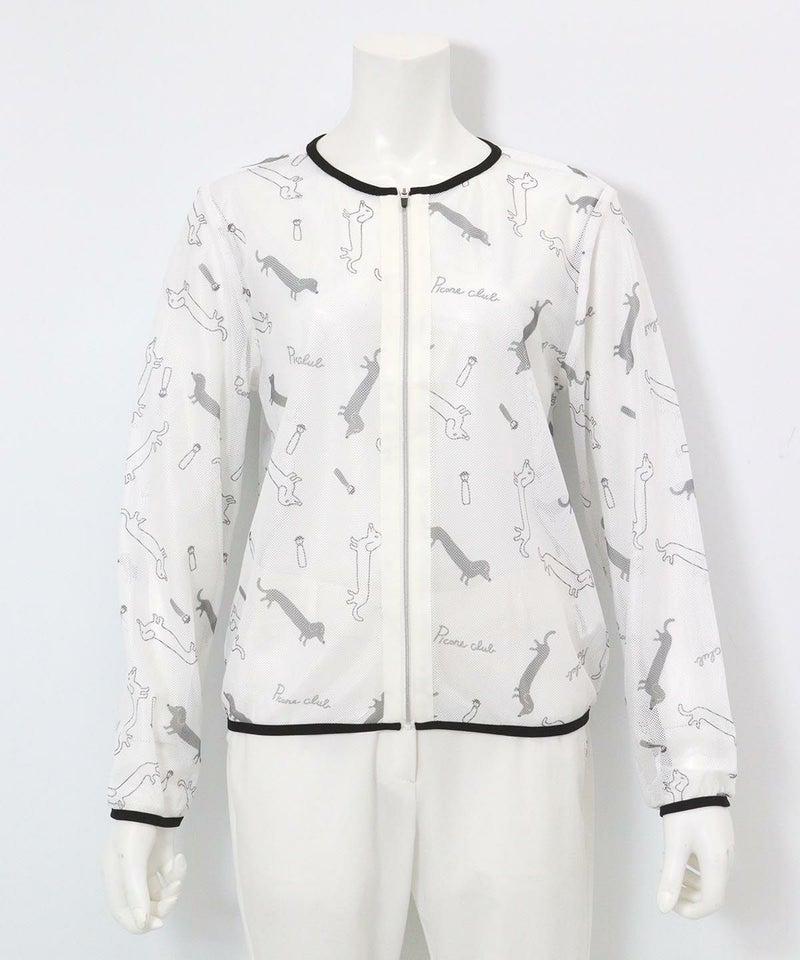 ダックス柄メッシュ速乾ブルゾン(ホワイト)