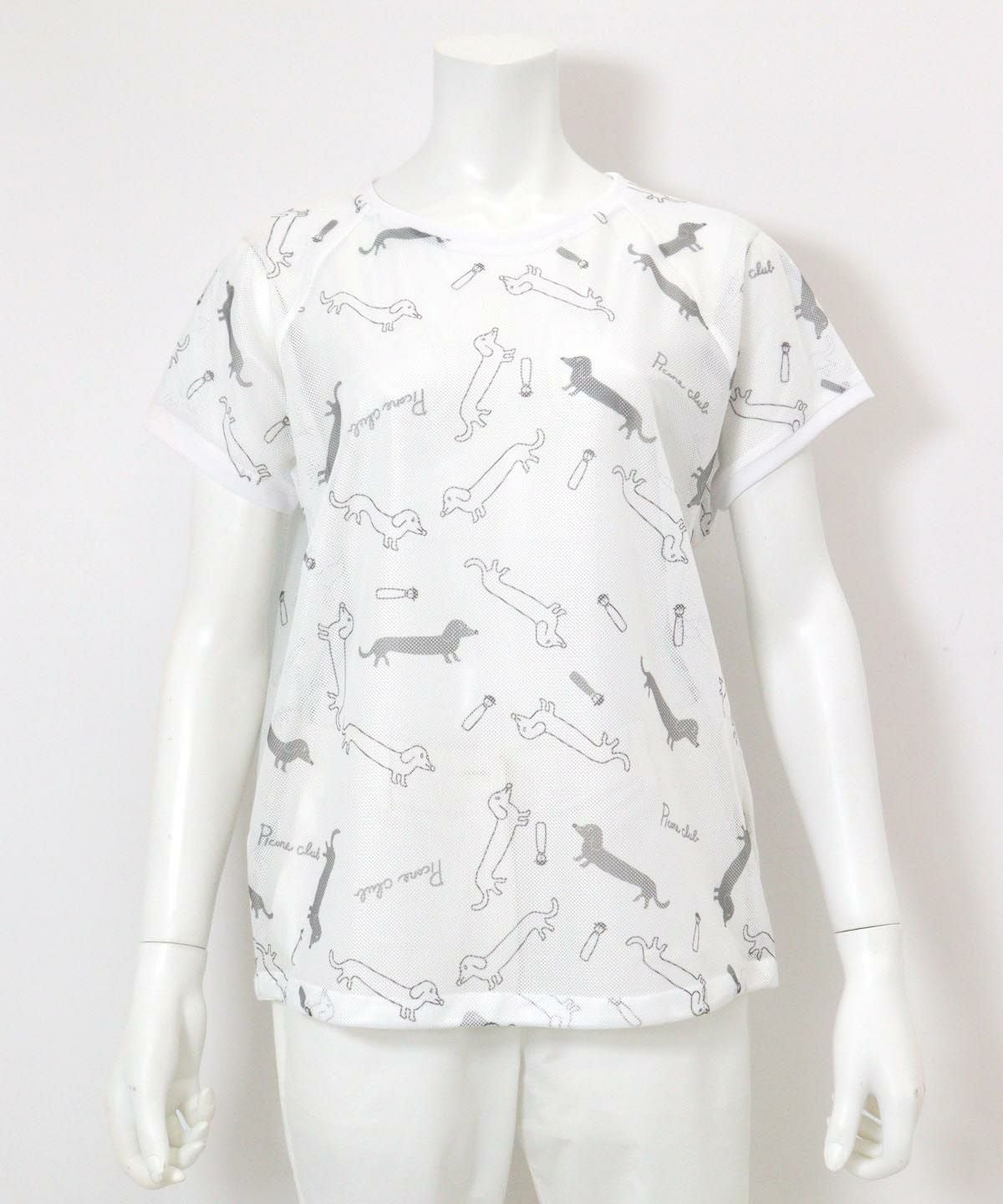 ダックス柄シアープルオーバー(ホワイト)