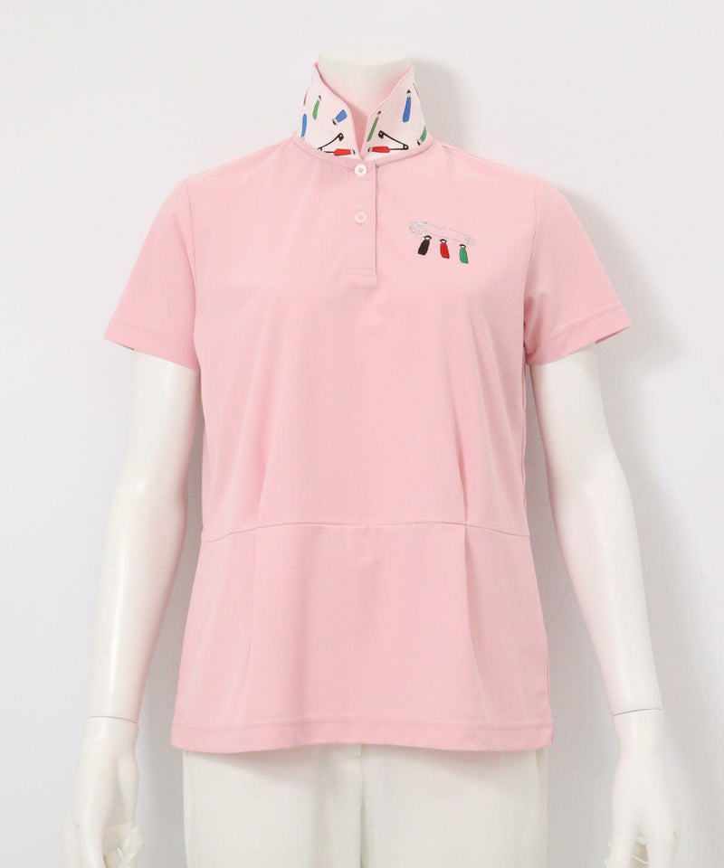 襟裏プリント速乾ポロシャツ(ピンク)