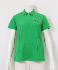 襟裏プリント速乾ポロシャツ(グリーン)