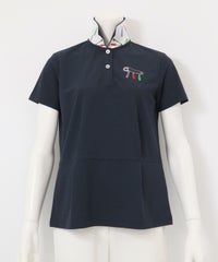 襟裏プリント速乾ポロシャツ(ネイビー)