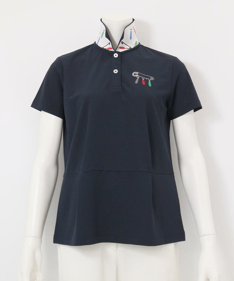 襟裏プリント速乾ポロシャツ(ネイビー)