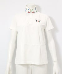 襟裏プリント速乾ポロシャツ(ホワイト)