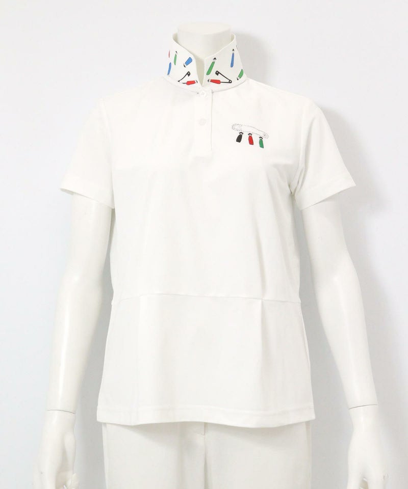 襟裏プリント速乾ポロシャツ(ホワイト)