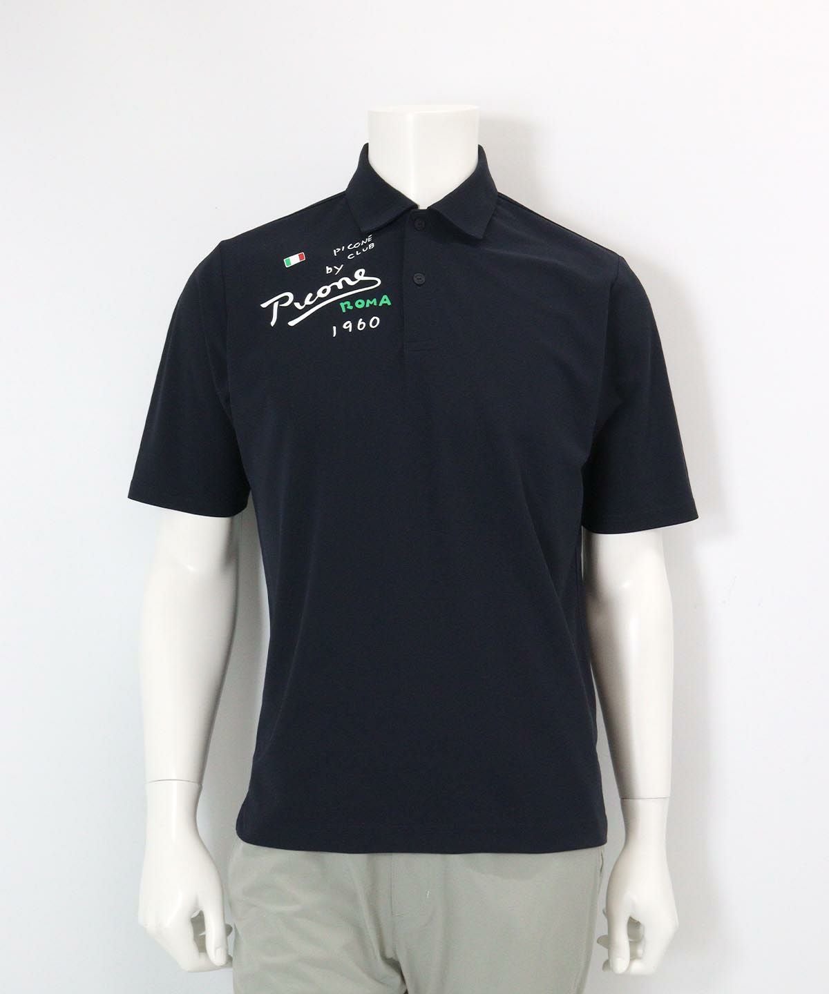 【メンズ】速乾プリントポロシャツ(ネイビー)