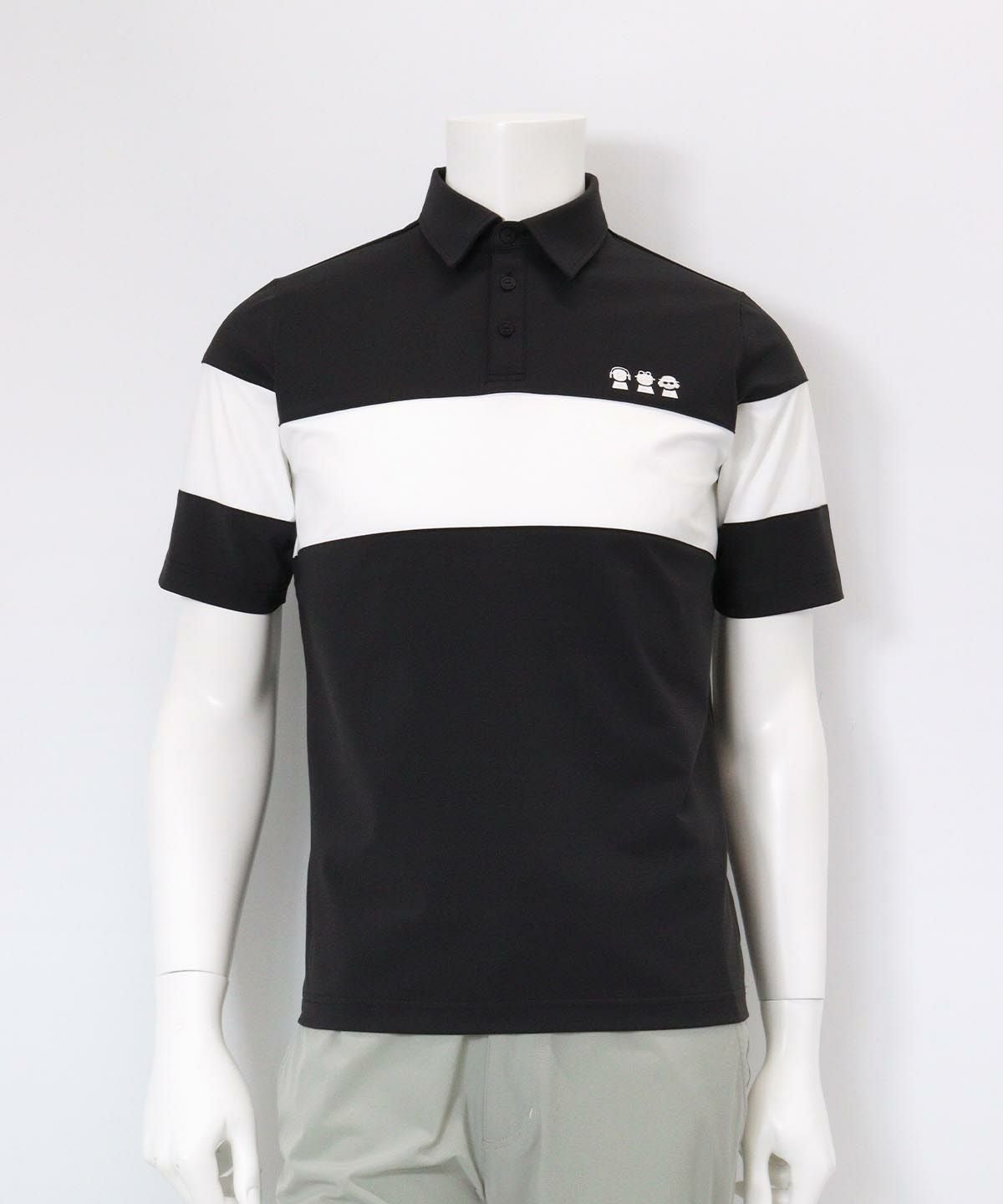 【メンズ】UV冷感バイカラーポロシャツ(ブラック)