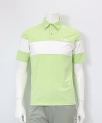 【メンズ】UV冷感バイカラーポロシャツ(ライトグリーン)前