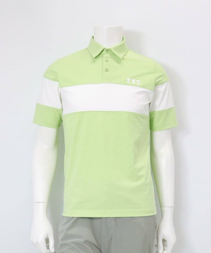 【メンズ】UV冷感バイカラーポロシャツ(ライトグリーン)前