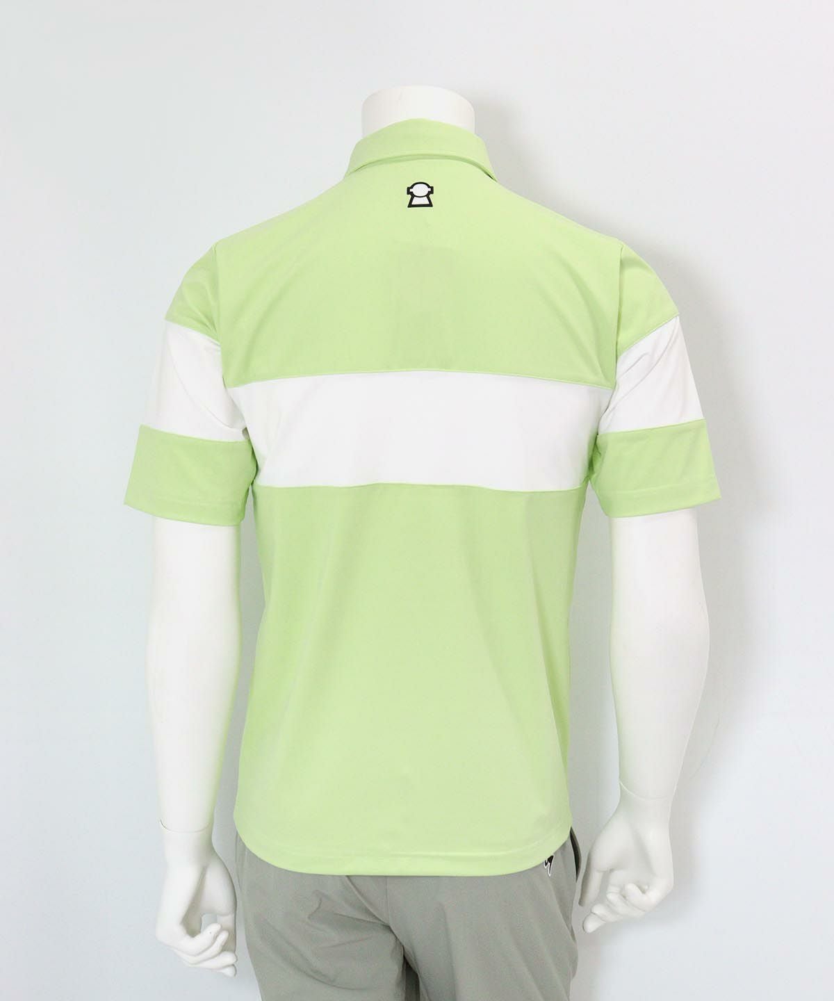 【メンズ】UV冷感バイカラーポロシャツ(ライトグリーン)後ろ