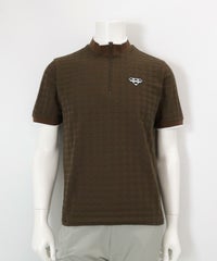 【メンズ】千鳥柄ハーフジッププルオーバー(ブラウン)