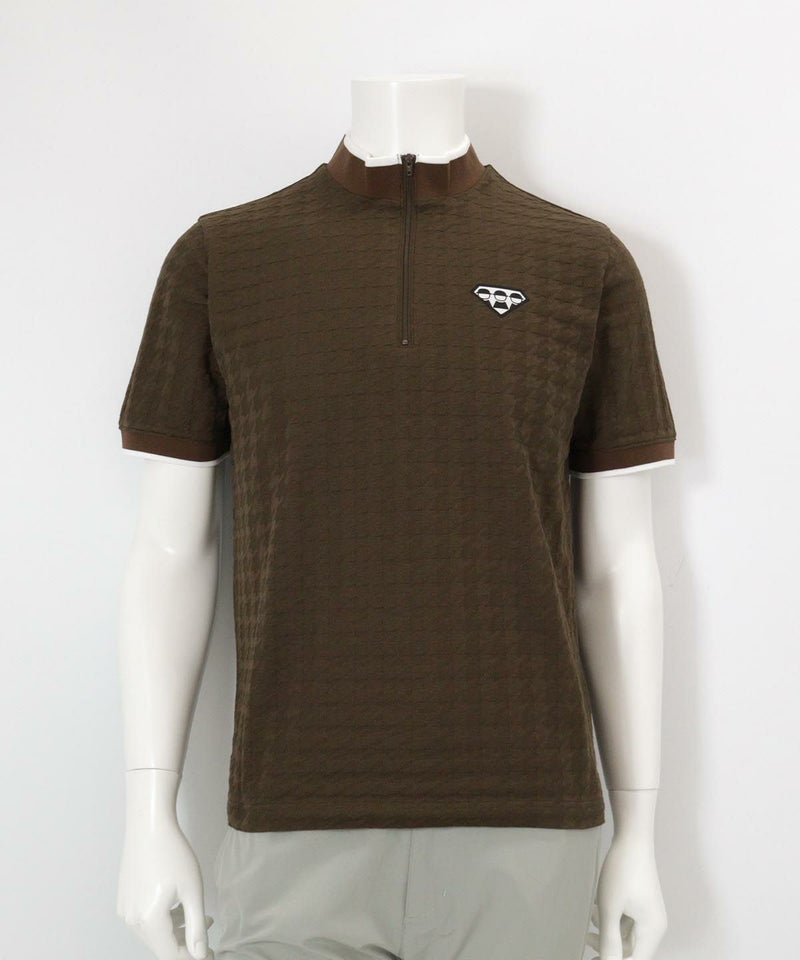 【メンズ】千鳥柄ハーフジッププルオーバー(ブラウン)