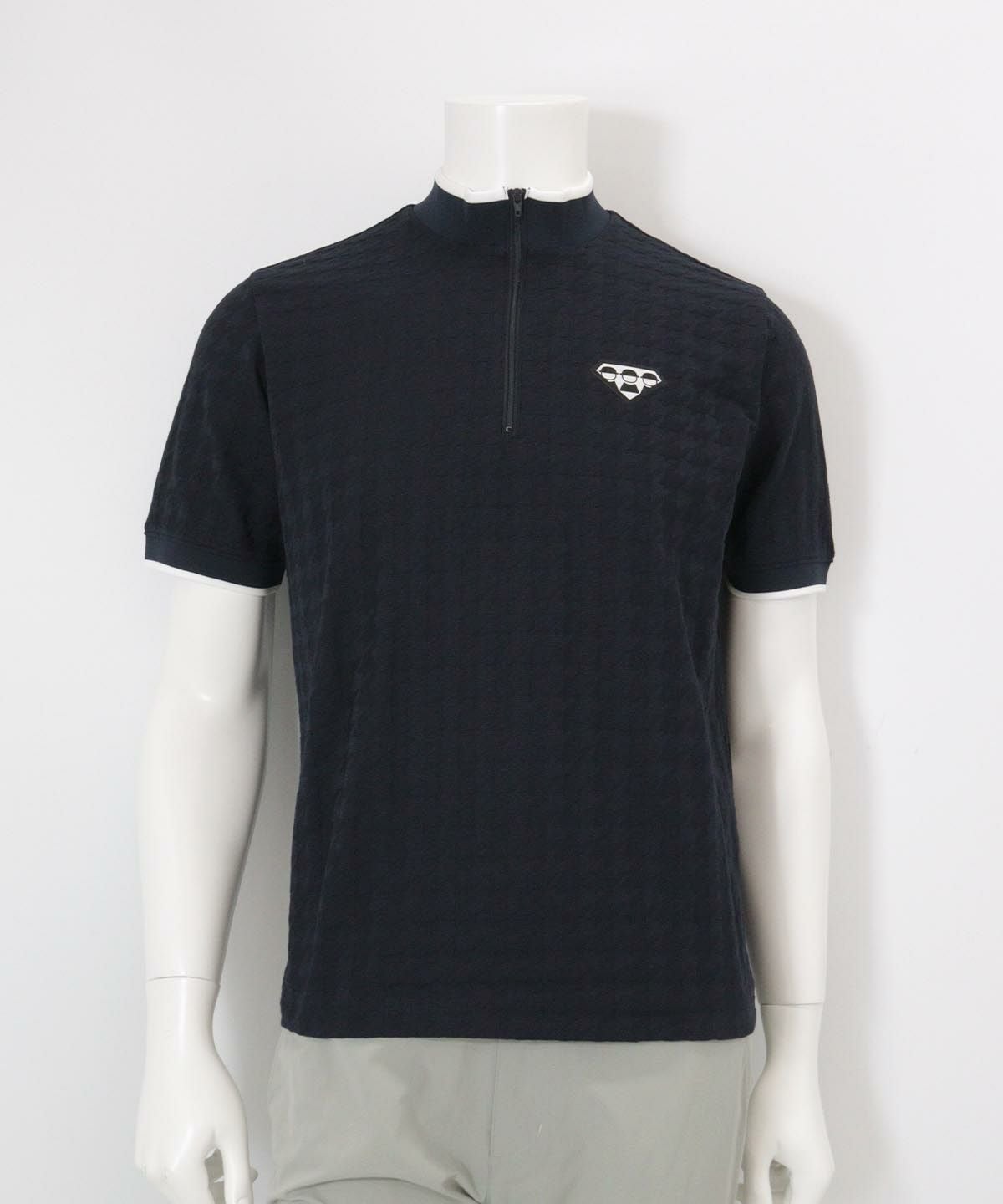 【メンズ】千鳥柄ハーフジッププルオーバー(ネイビー)