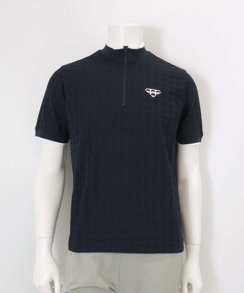 【メンズ】千鳥柄ハーフジッププルオーバー(ネイビー)